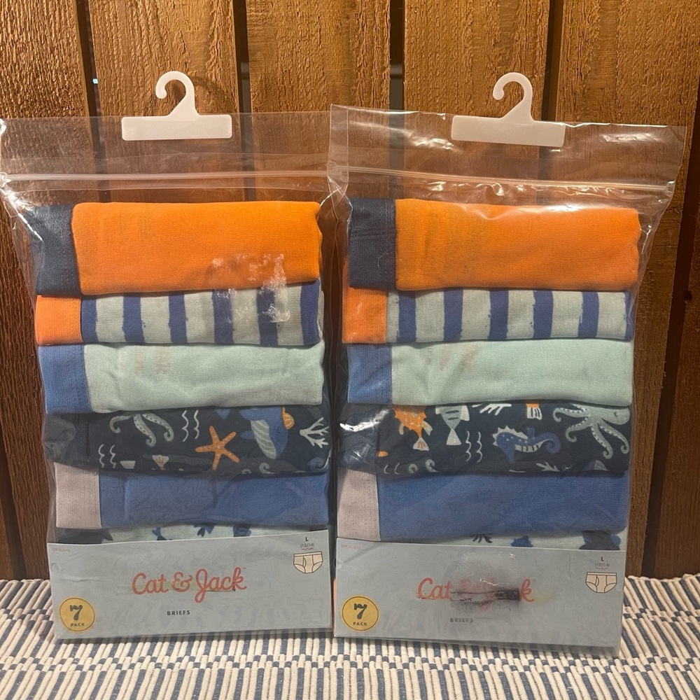 Two Brand New Packs of 7 Cat & Jack Boy’s Briefs Sz L (12/14)